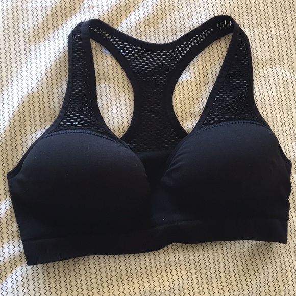 PINK Victoria's Secret Other - VS Pink Black Mesh Push Up Sports Bra SZ LG